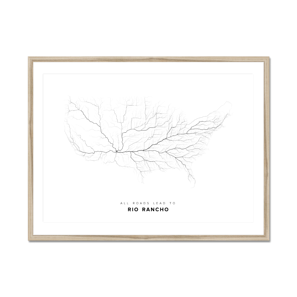 All roads lead to Rio Rancho (United States of America) Fine Art Map Print