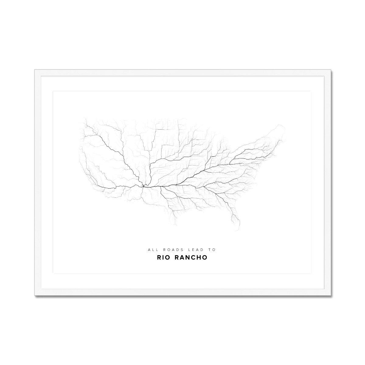 All roads lead to Rio Rancho (United States of America) Fine Art Map Print