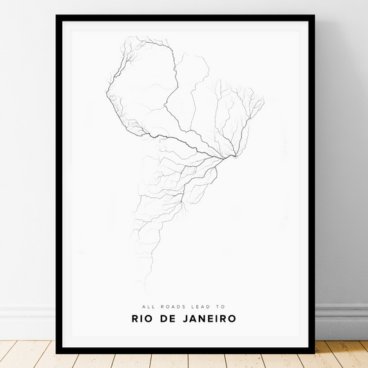 All roads lead to Rio de Janeiro (Brazil) Fine Art Map Print