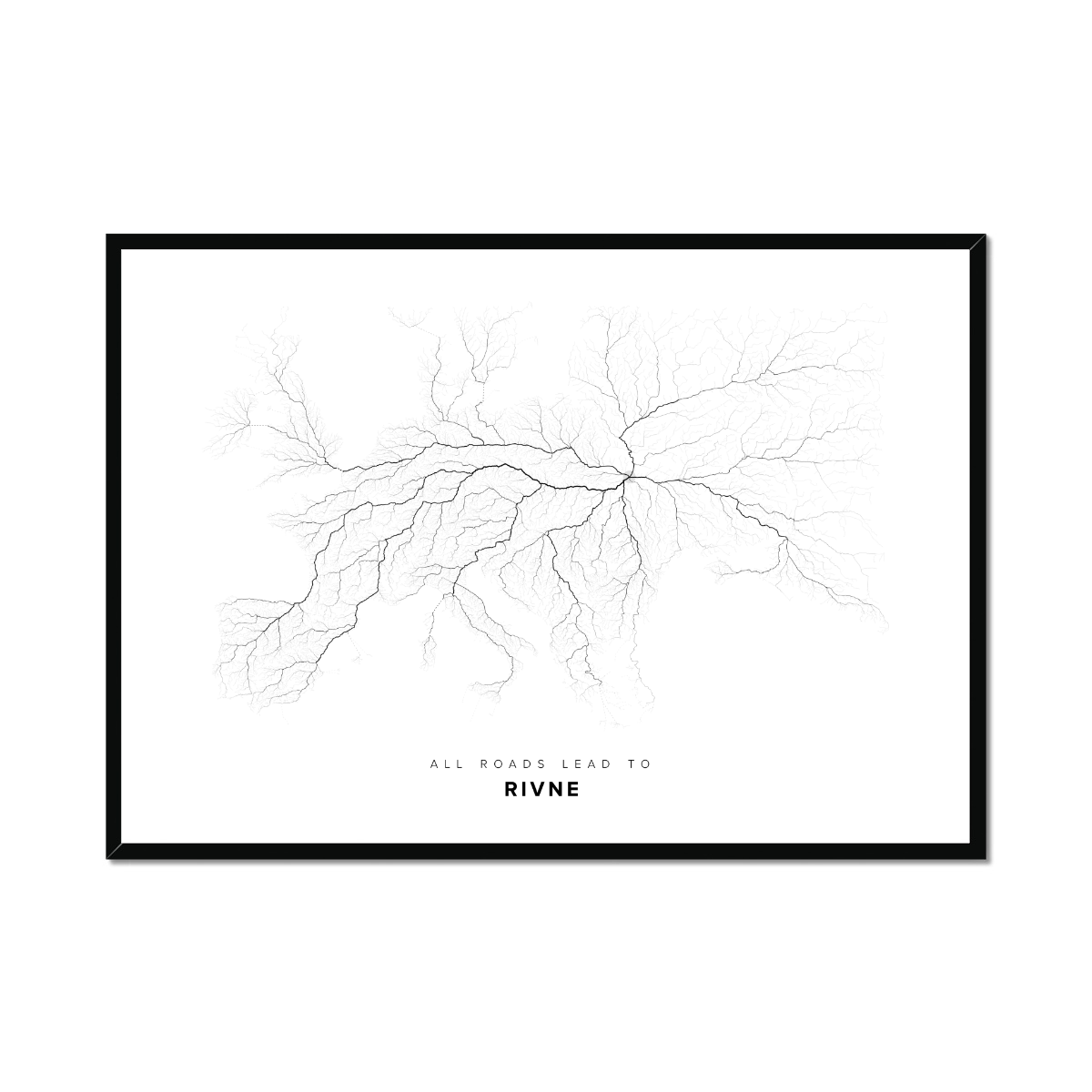 All roads lead to Rivne (Ukraine) Fine Art Map Print
