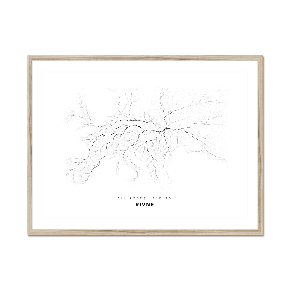 All roads lead to Rivne (Ukraine) Fine Art Map Print