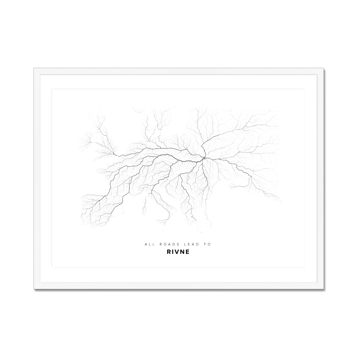 All roads lead to Rivne (Ukraine) Fine Art Map Print