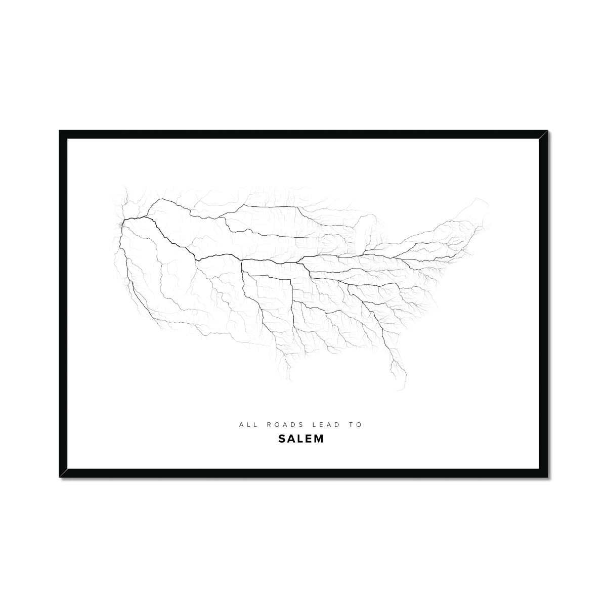 All roads lead to Salem (United States of America) Fine Art Map Print