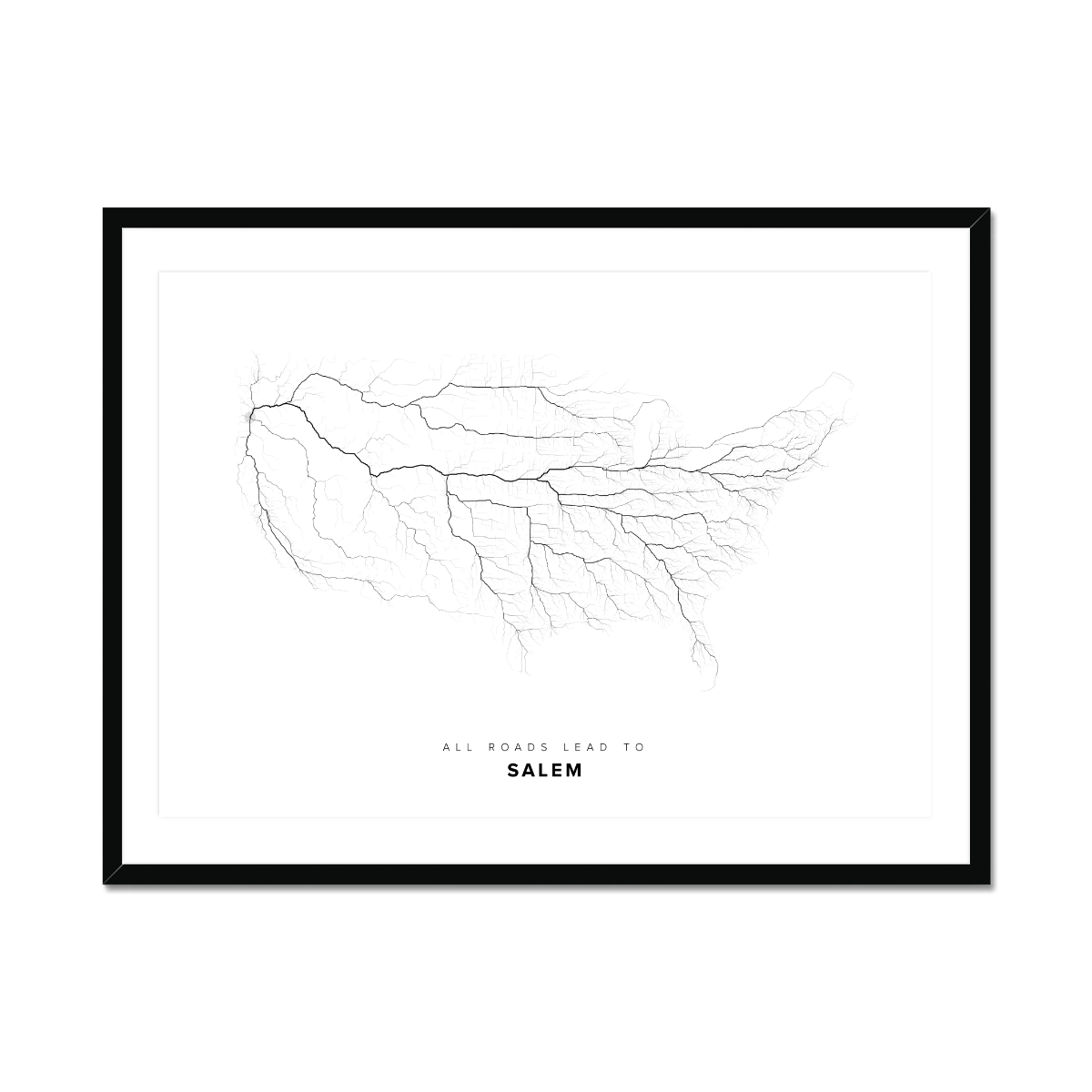 All roads lead to Salem (United States of America) Fine Art Map Print