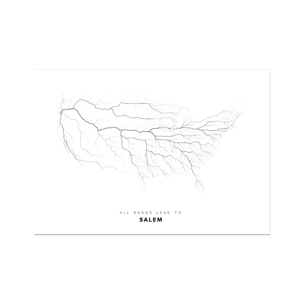 All roads lead to Salem (United States of America) Fine Art Map Print