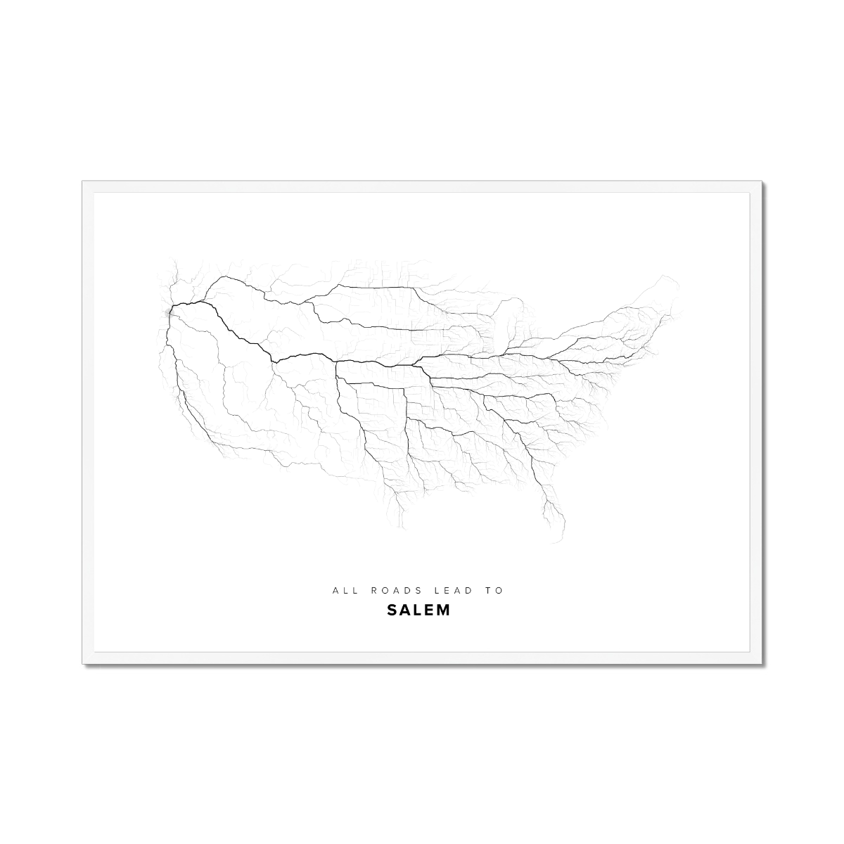 All roads lead to Salem (United States of America) Fine Art Map Print