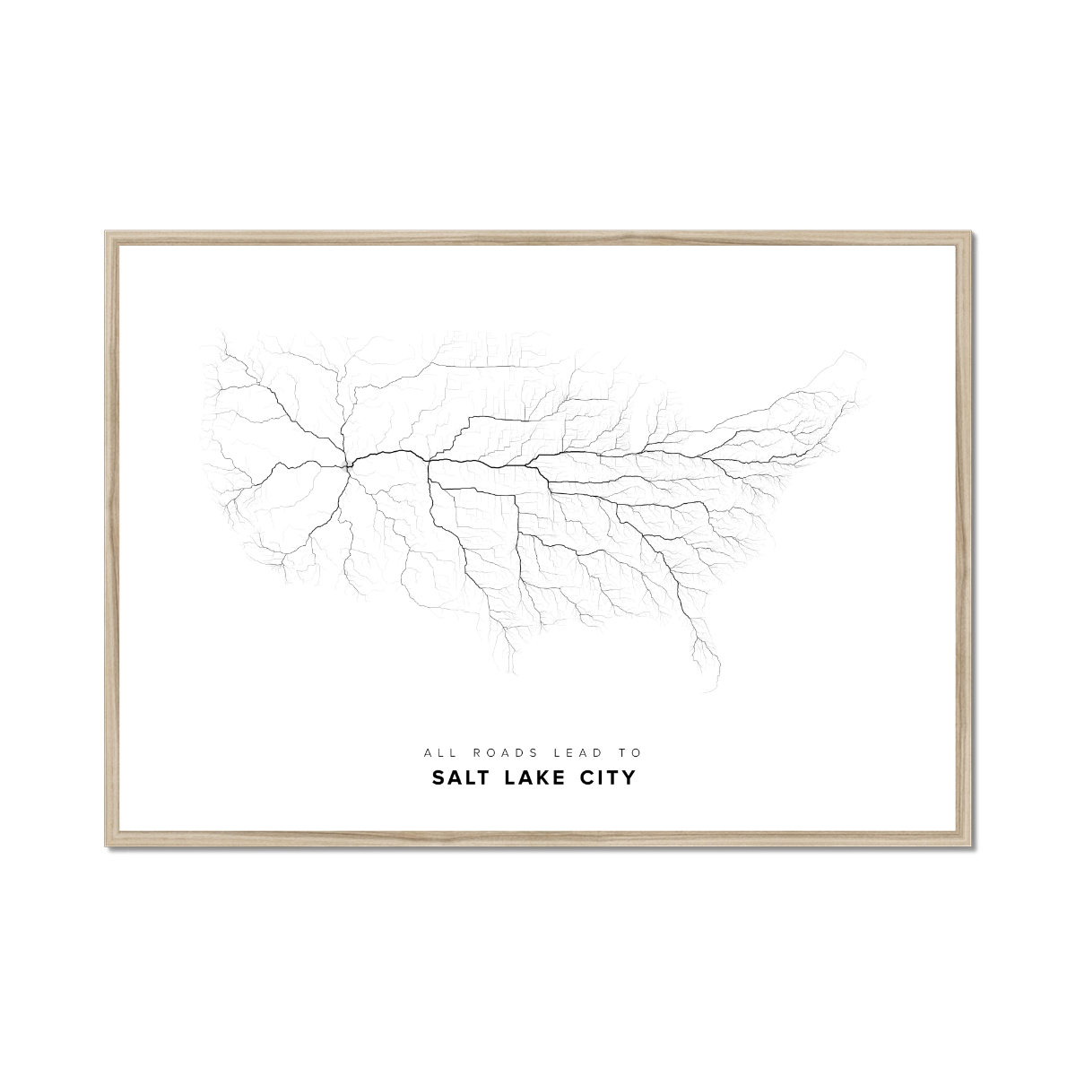All roads lead to Salt Lake City (United States of America) Fine Art Map Print