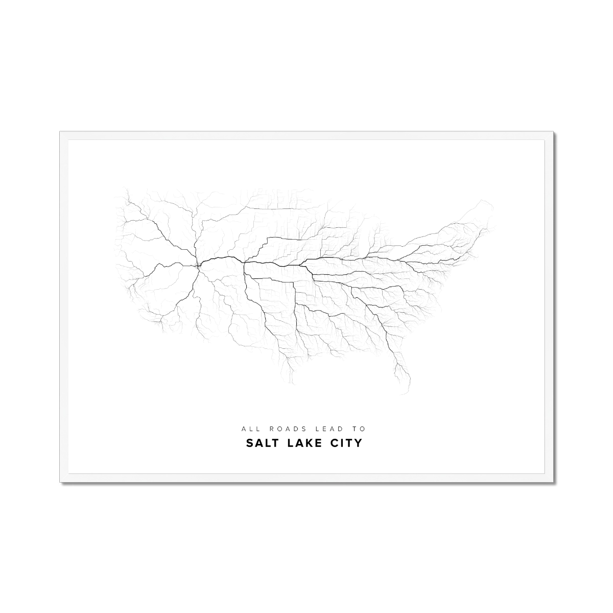 All roads lead to Salt Lake City (United States of America) Fine Art Map Print