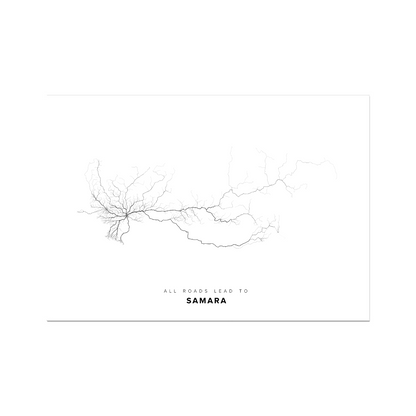 All roads lead to Samara (Russian Federation) Fine Art Map Print