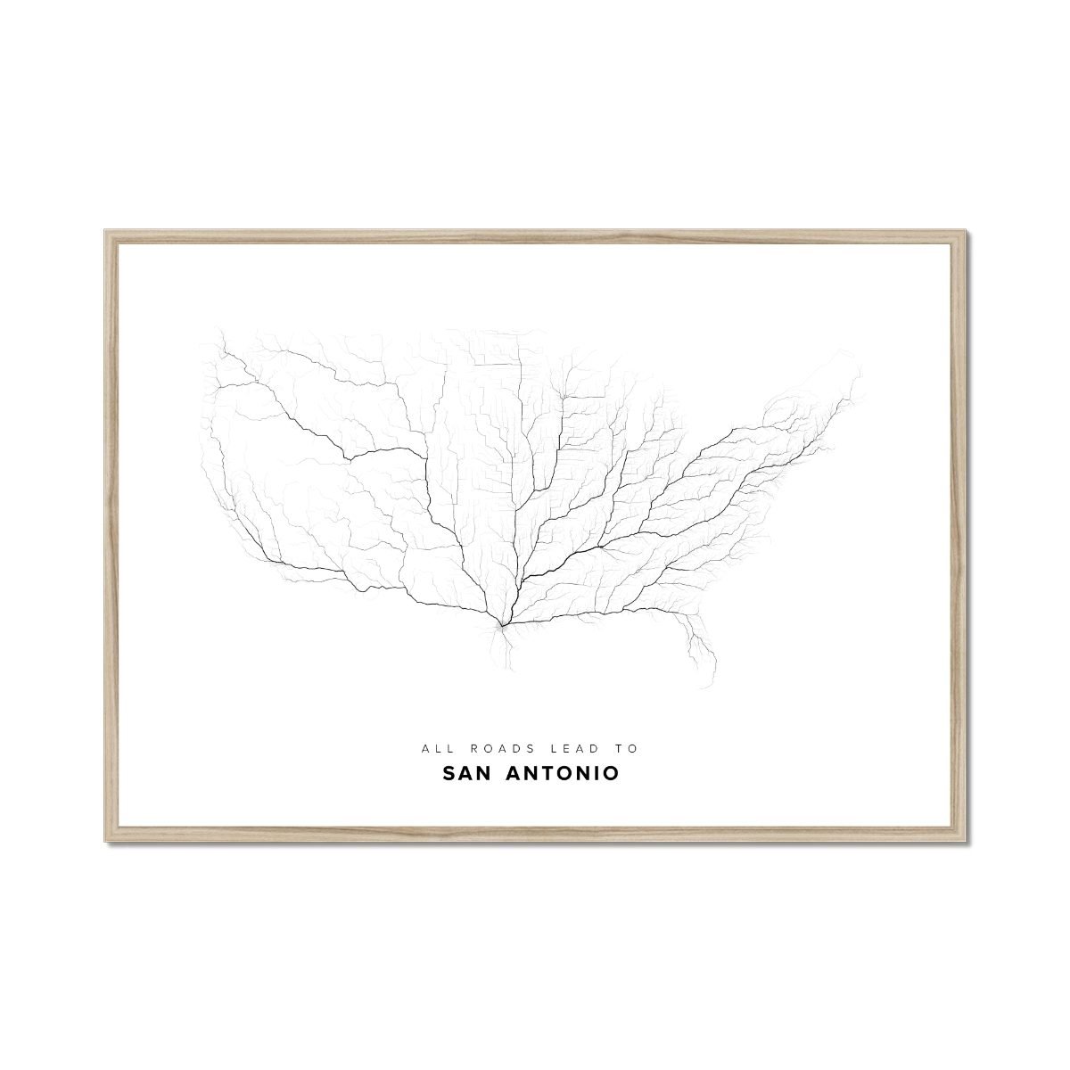All roads lead to San Antonio (United States of America) Fine Art Map Print