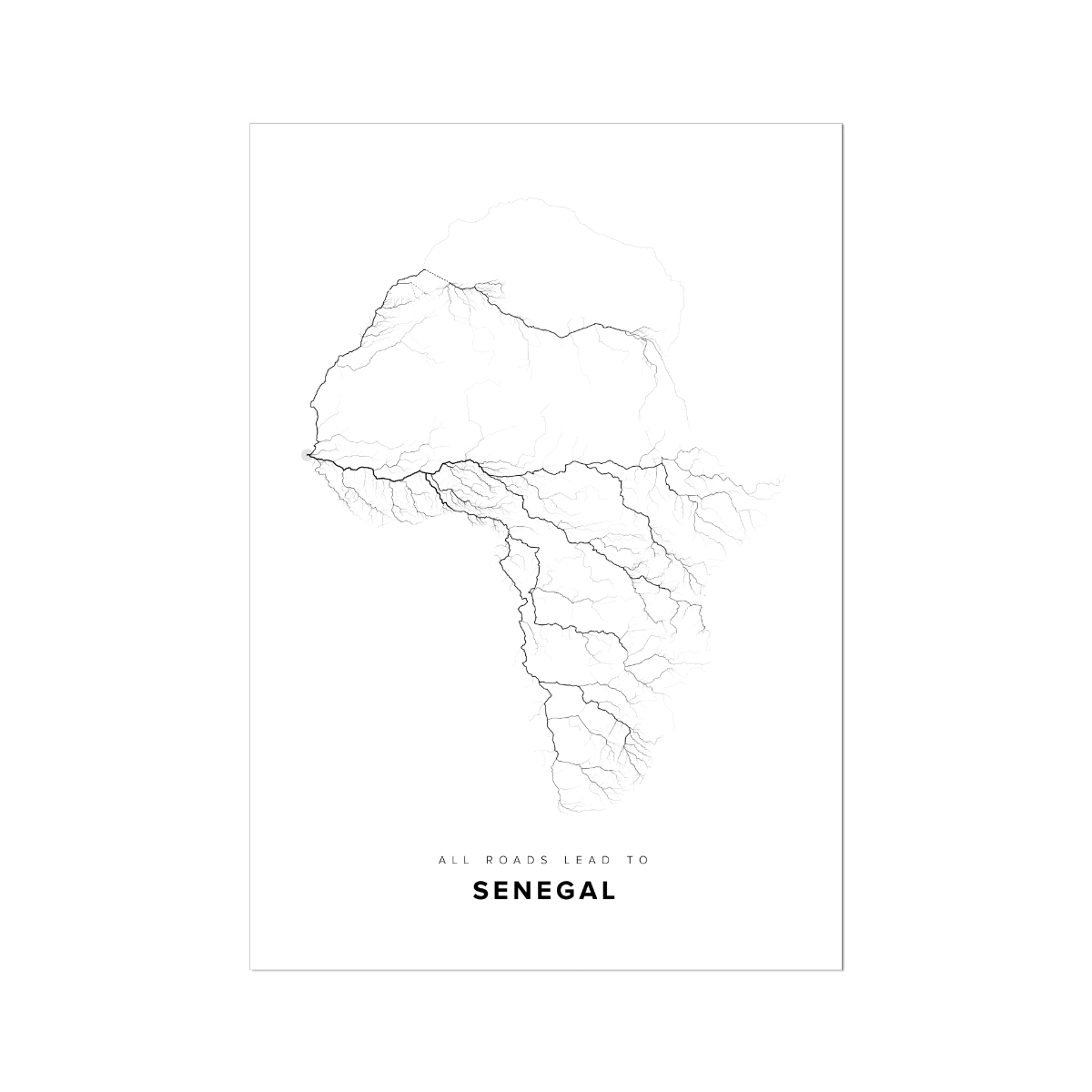 All roads lead to Senegal Fine Art Map Print