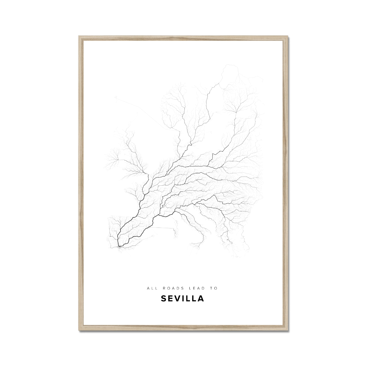 All roads lead to Sevilla (Spain) Fine Art Map Print
