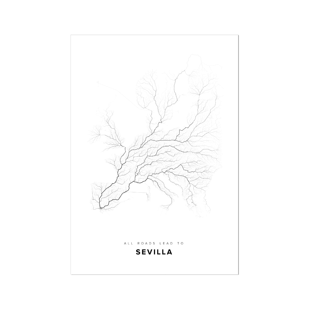 All roads lead to Sevilla (Spain) Fine Art Map Print