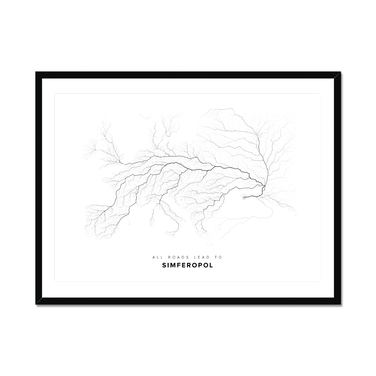 All roads lead to Simferopol (Ukraine) Fine Art Map Print