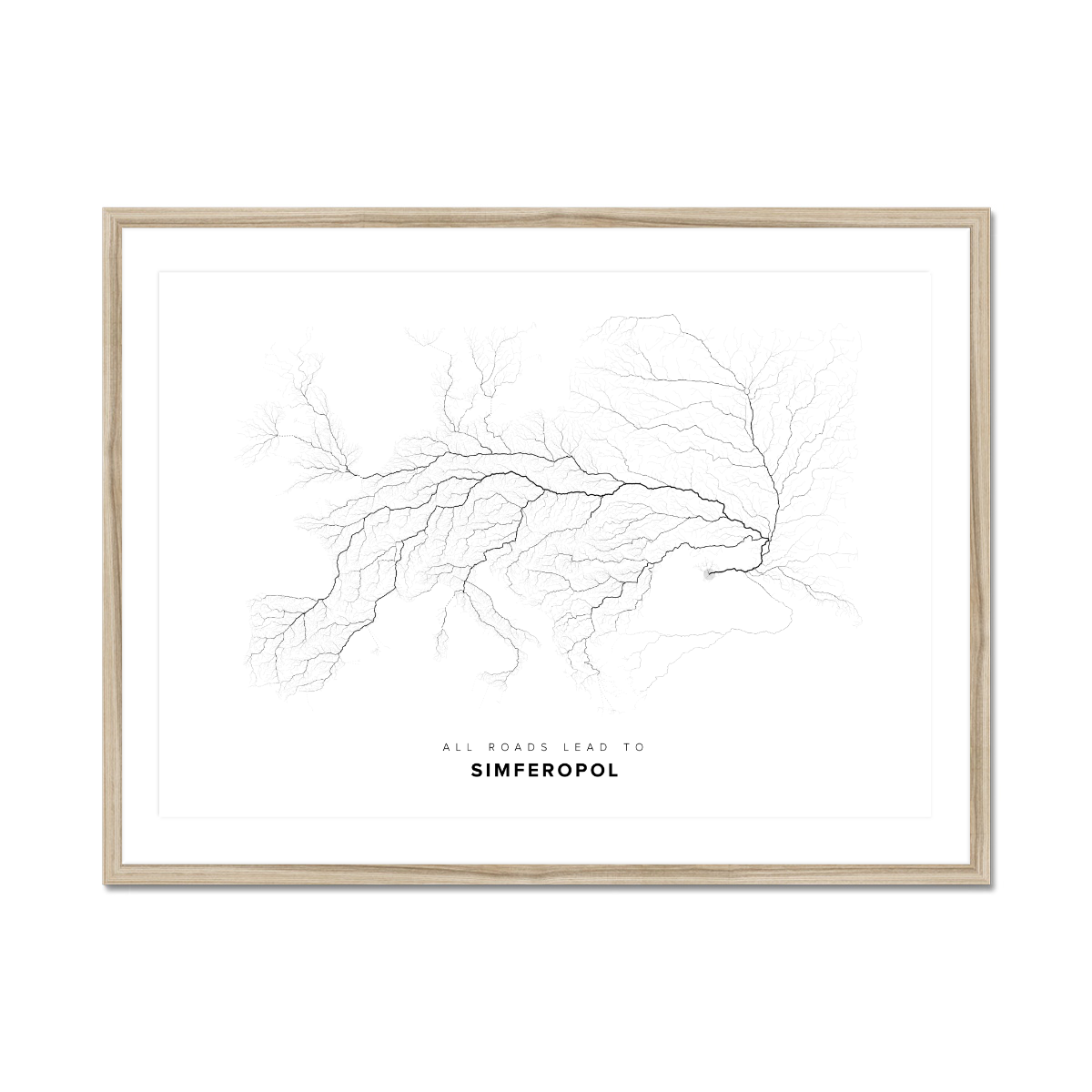 All roads lead to Simferopol (Ukraine) Fine Art Map Print