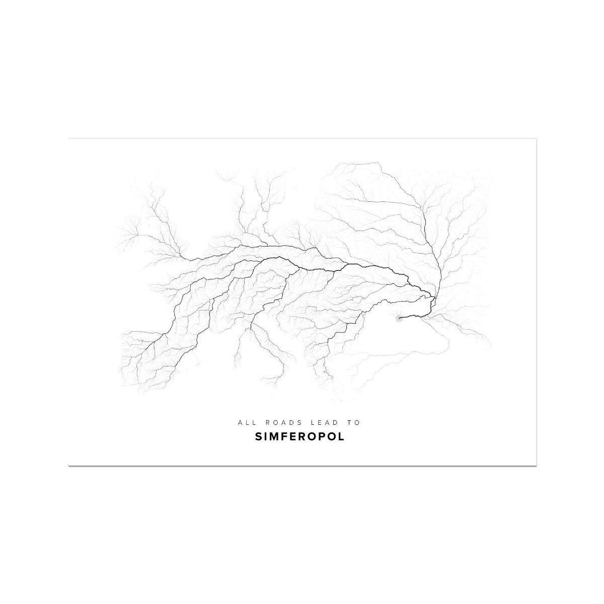 All roads lead to Simferopol (Ukraine) Fine Art Map Print