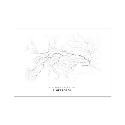 All roads lead to Simferopol (Ukraine) Fine Art Map Print