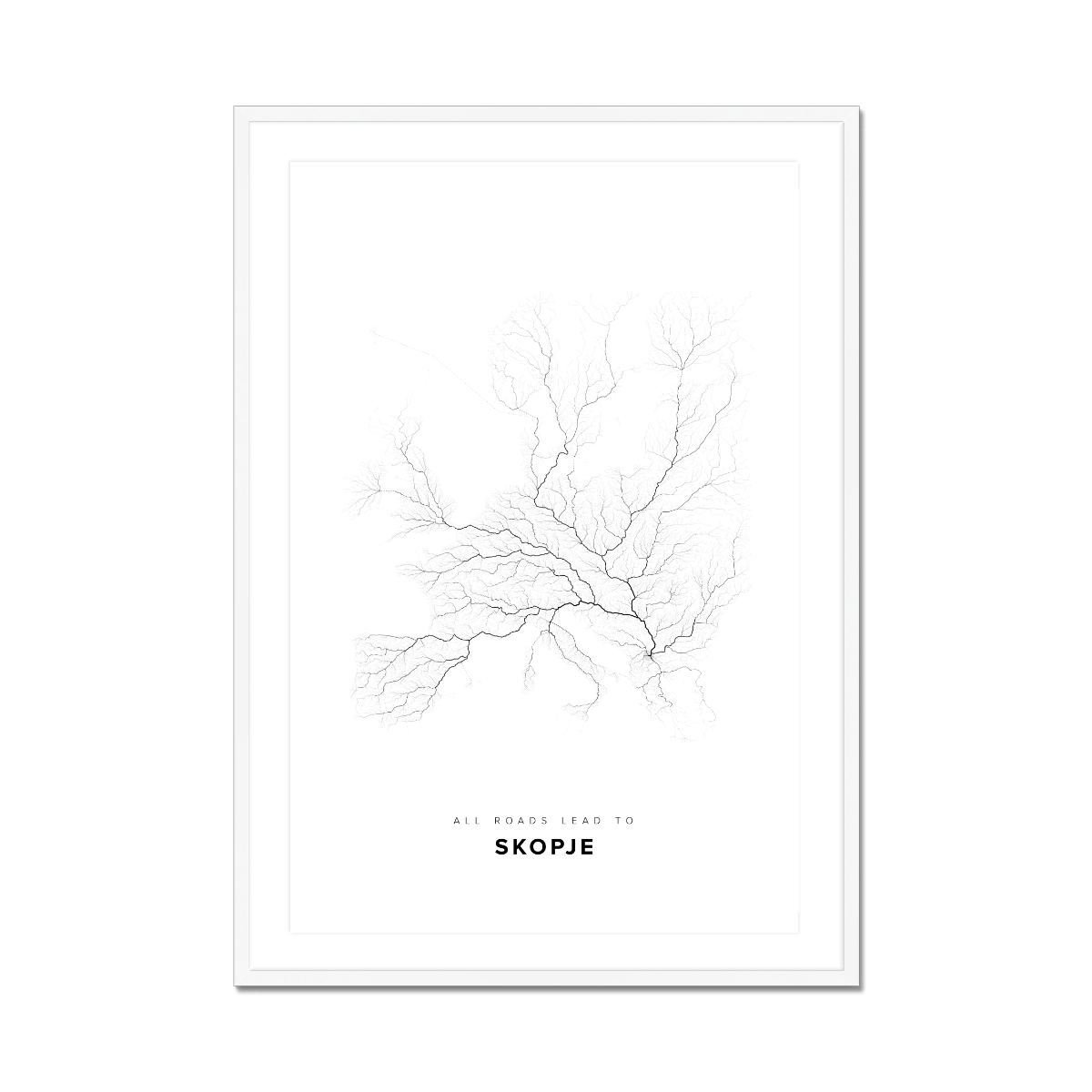 All roads lead to Skopje (Macedonia (the former Yugoslav Republic of)) Fine Art Map Print