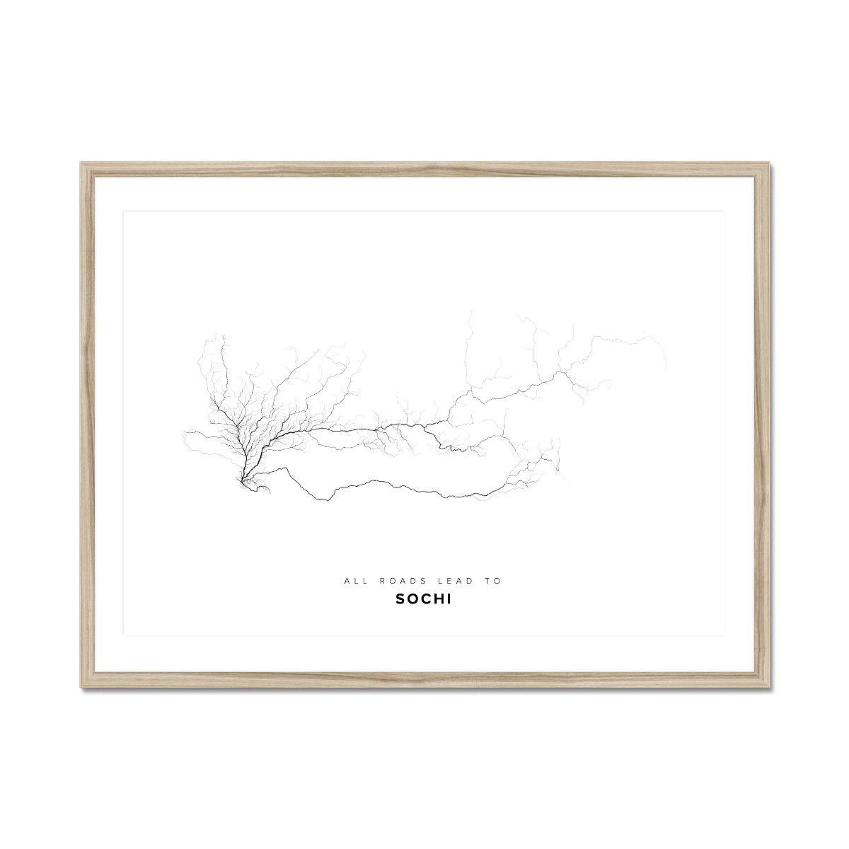 All roads lead to Sochi (Russian Federation) Fine Art Map Print
