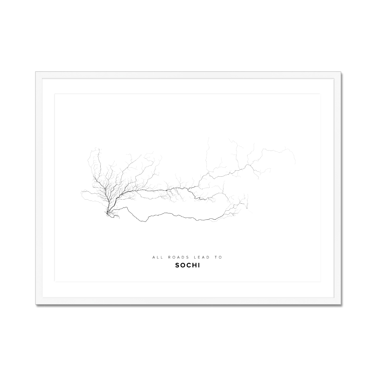 All roads lead to Sochi (Russian Federation) Fine Art Map Print