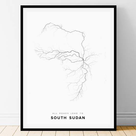 All roads lead to South Sudan Fine Art Map Print
