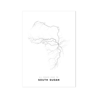 All roads lead to South Sudan Fine Art Map Print