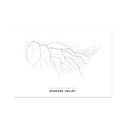 All roads lead to Spokane Valley (United States of America) Fine Art Map Print