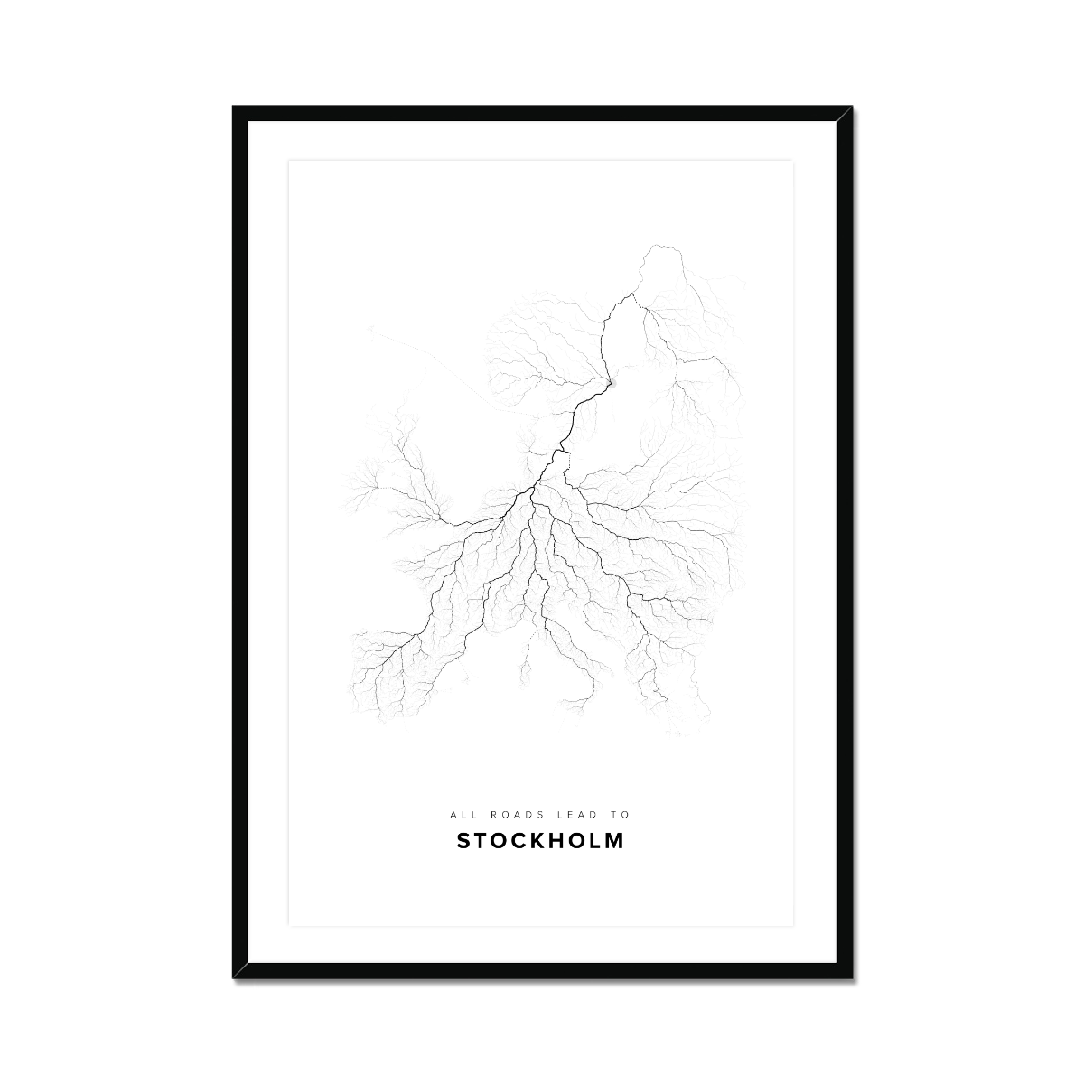 All roads lead to Stockholm (Sweden) Fine Art Map Print