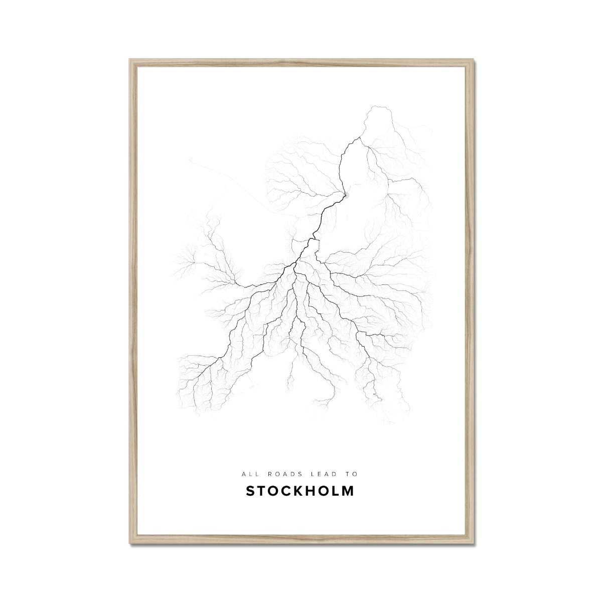 All roads lead to Stockholm (Sweden) Fine Art Map Print