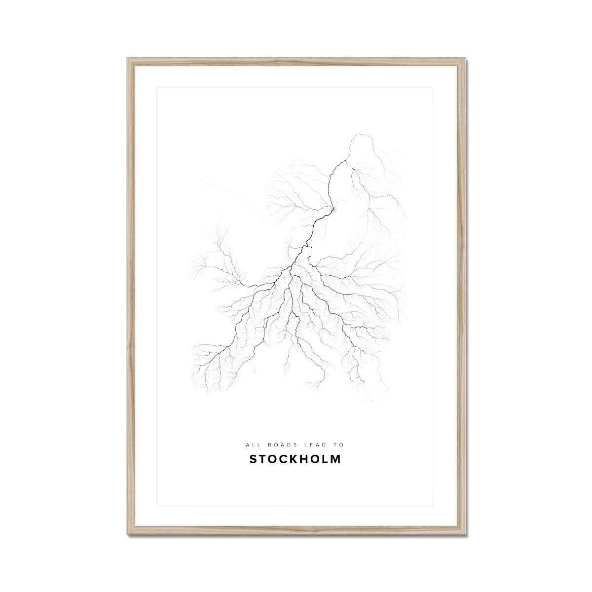 All roads lead to Stockholm (Sweden) Fine Art Map Print