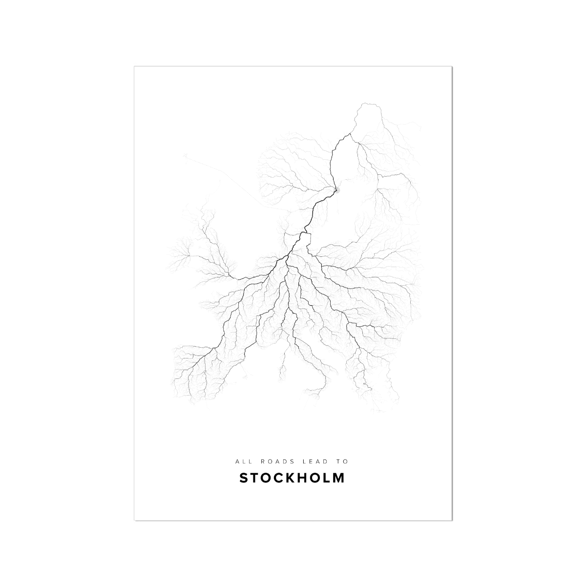 All roads lead to Stockholm (Sweden) Fine Art Map Print