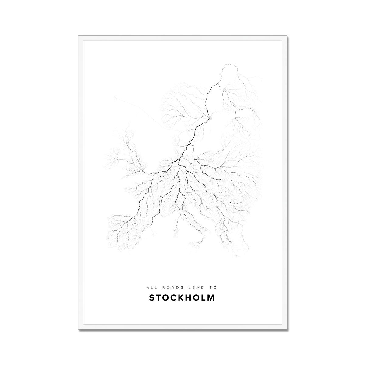 All roads lead to Stockholm (Sweden) Fine Art Map Print