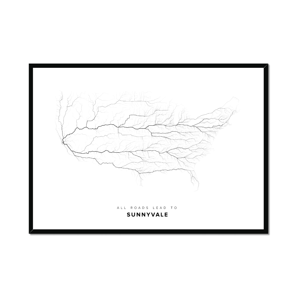 All roads lead to Sunnyvale (United States of America) Fine Art Map Print