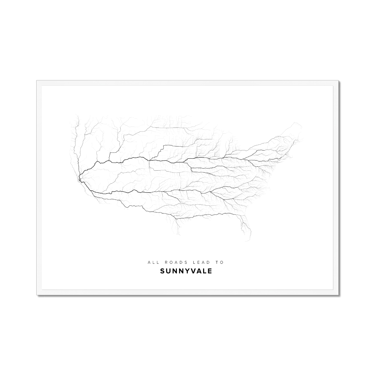 All roads lead to Sunnyvale (United States of America) Fine Art Map Print