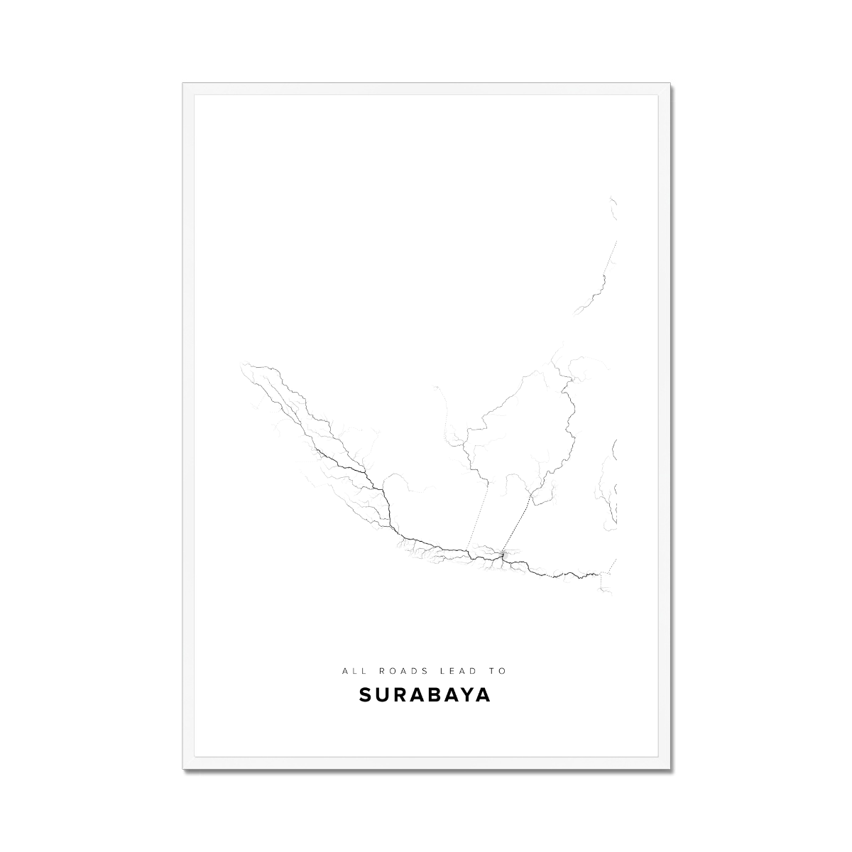 All roads lead to Surabaya (Indonesia) Fine Art Map Print