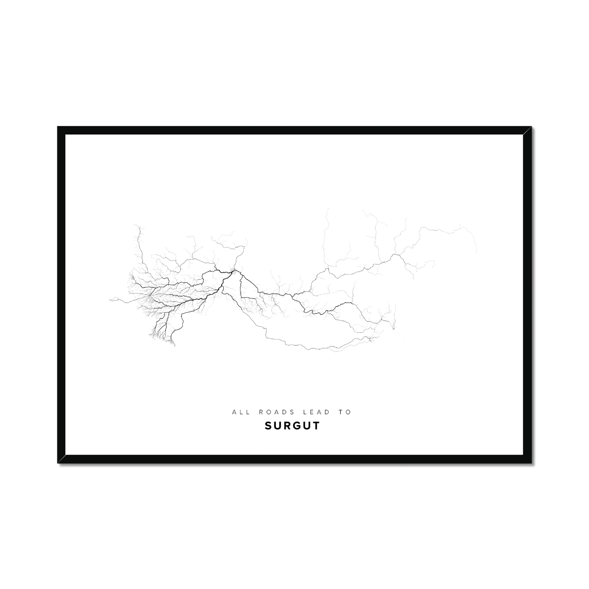 All roads lead to Surgut (Russian Federation) Fine Art Map Print
