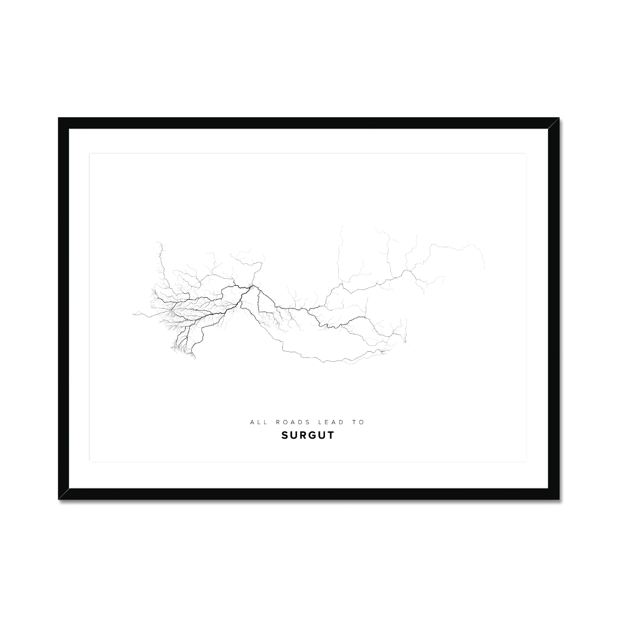 All roads lead to Surgut (Russian Federation) Fine Art Map Print