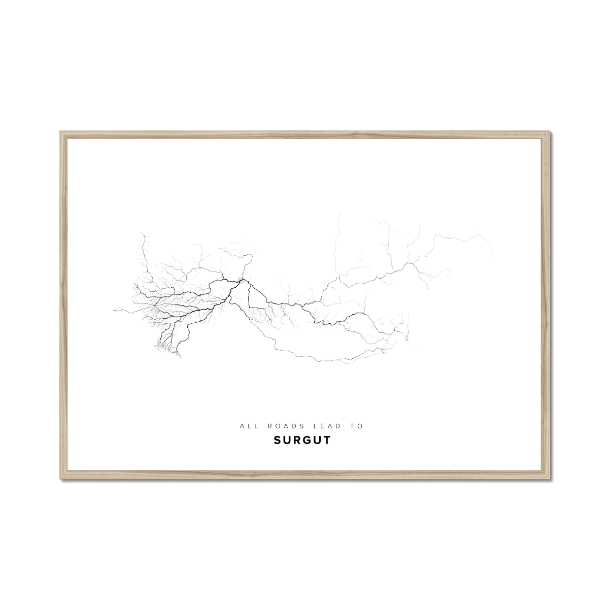 All roads lead to Surgut (Russian Federation) Fine Art Map Print