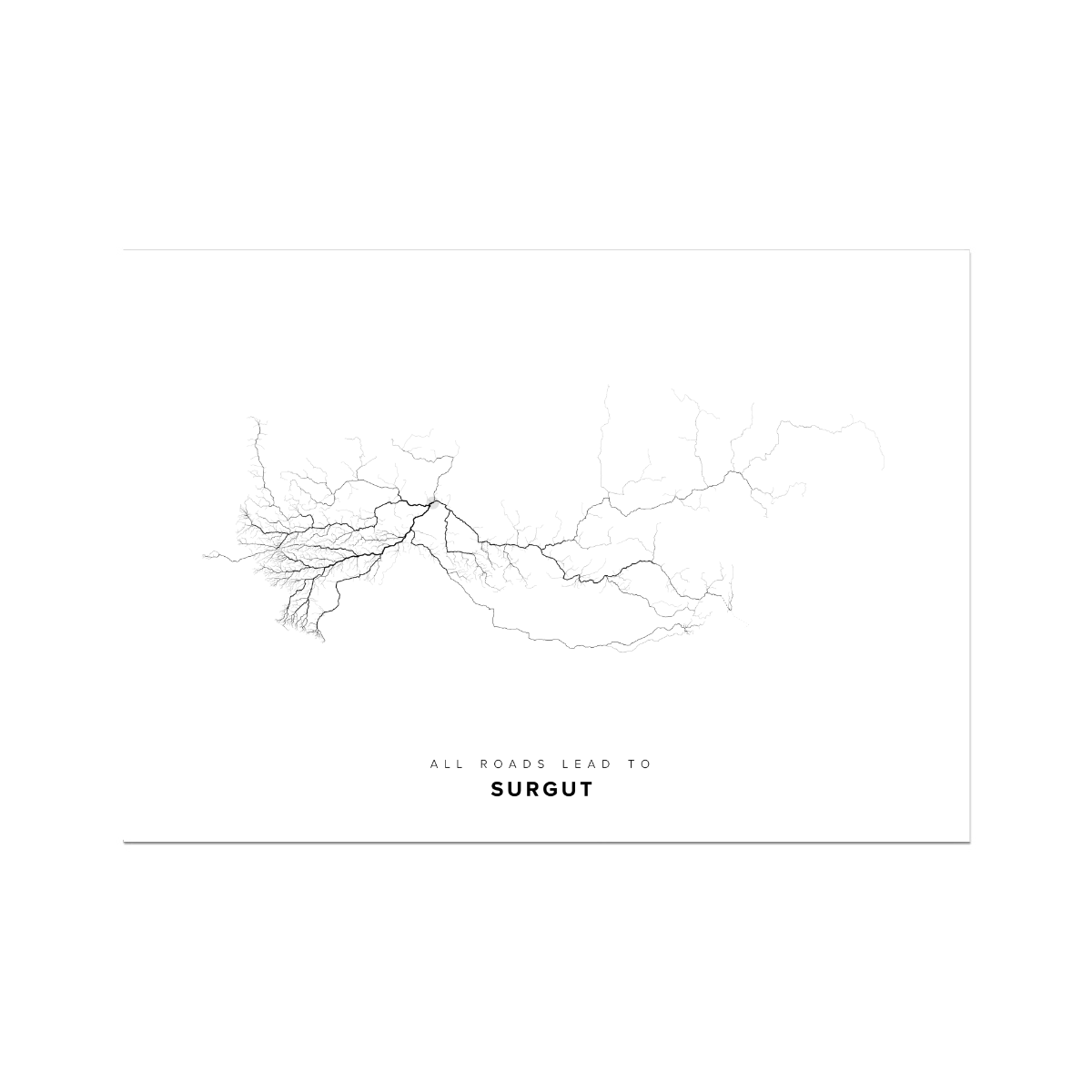 All roads lead to Surgut (Russian Federation) Fine Art Map Print