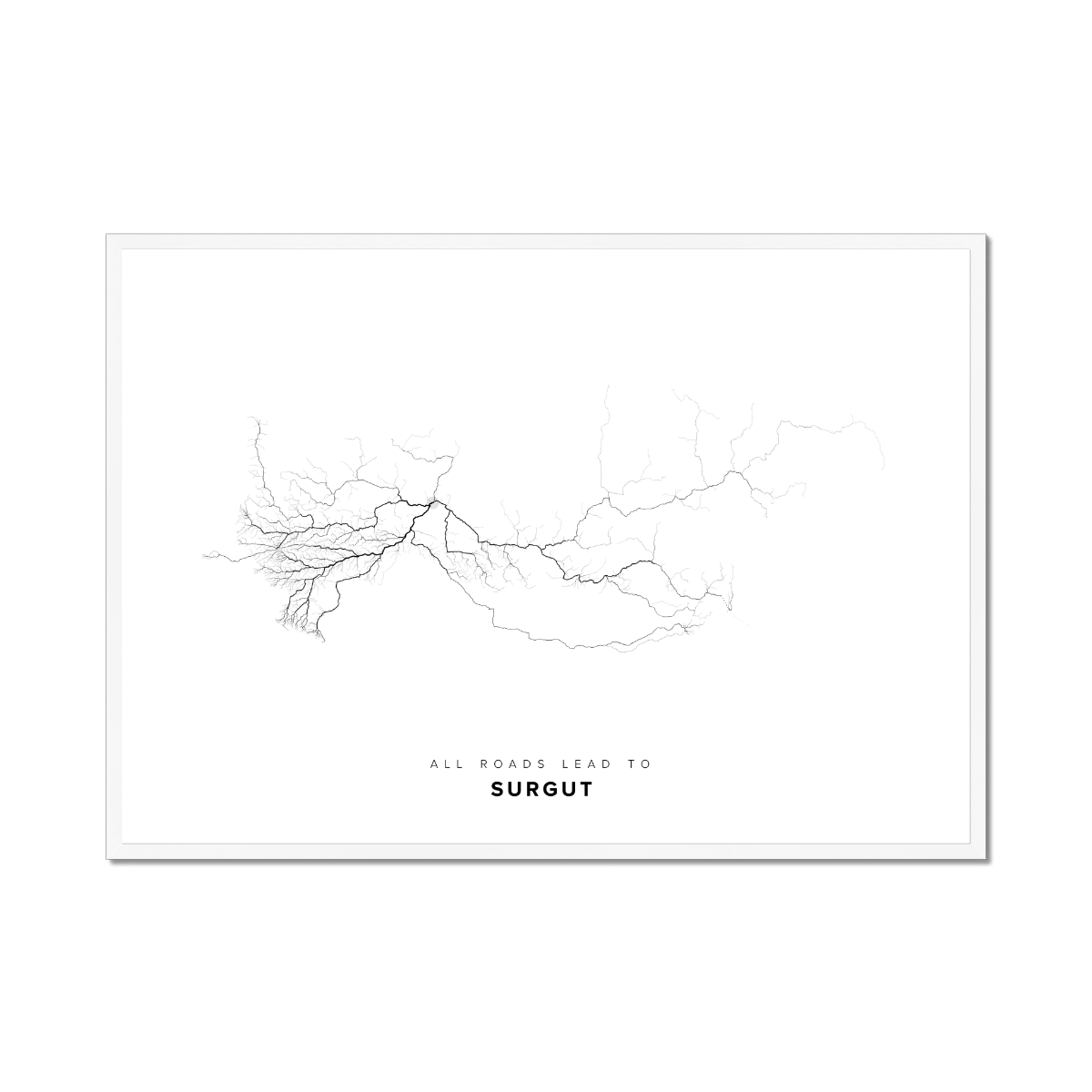 All roads lead to Surgut (Russian Federation) Fine Art Map Print