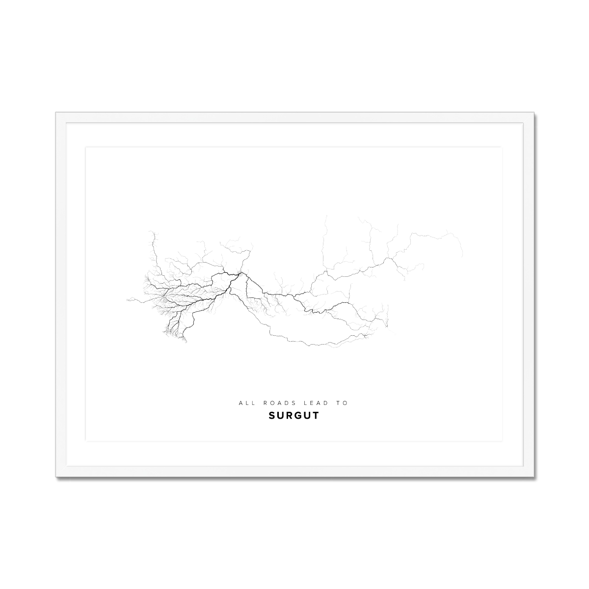 All roads lead to Surgut (Russian Federation) Fine Art Map Print
