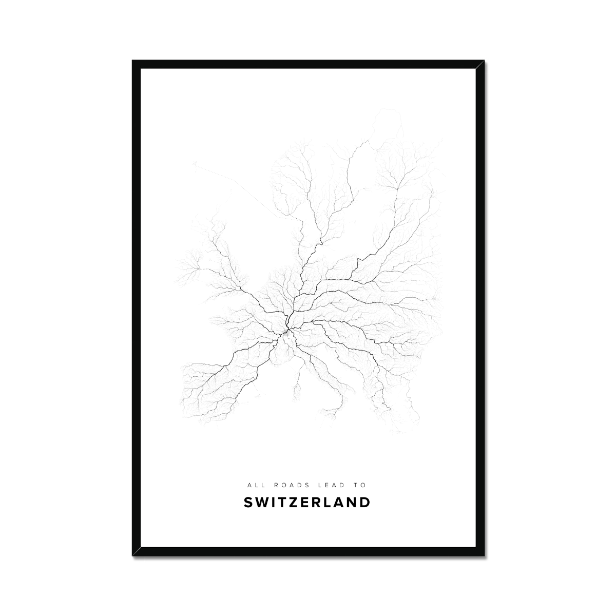 All roads lead to Switzerland Fine Art Map Print
