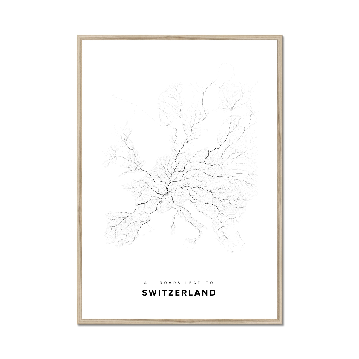 All roads lead to Switzerland Fine Art Map Print