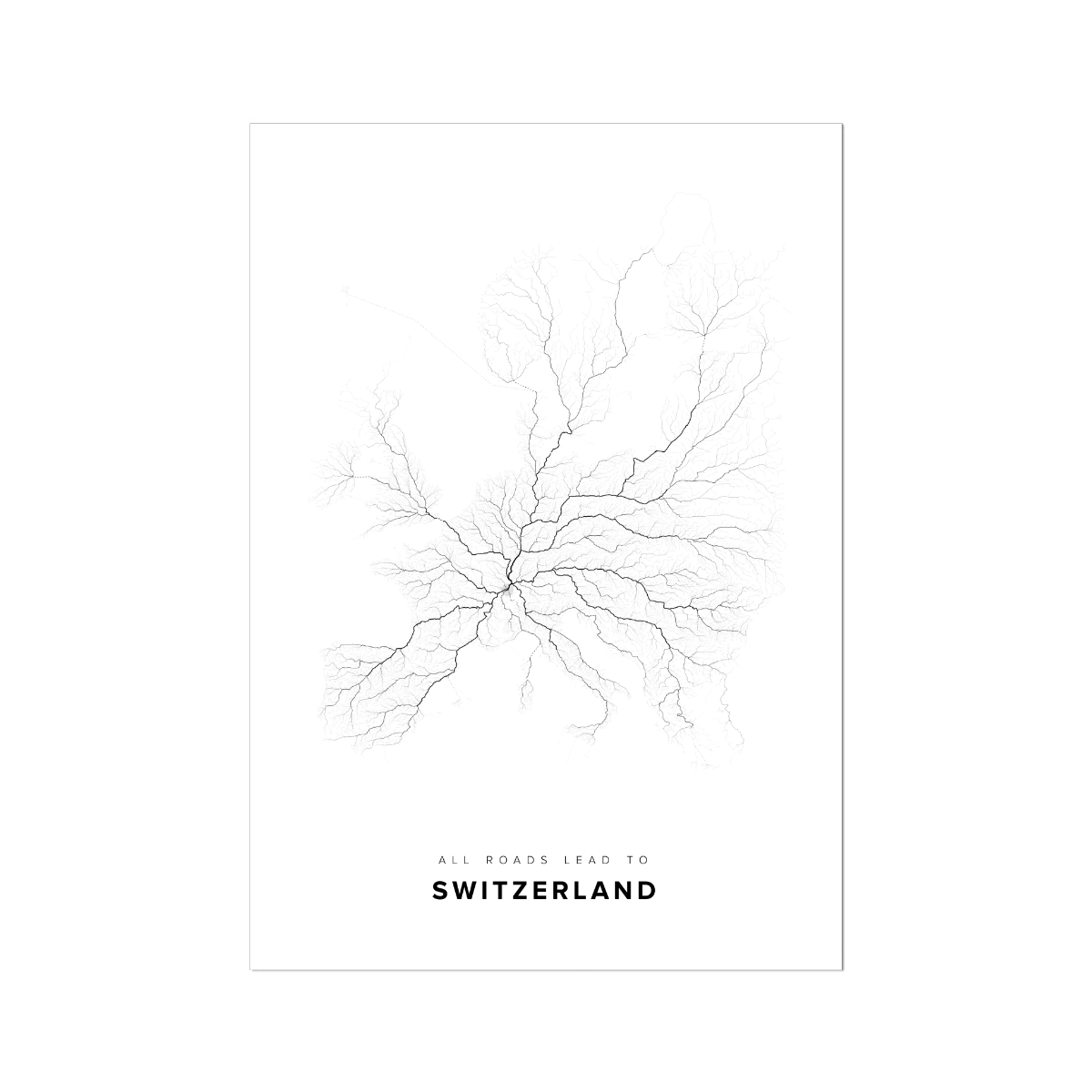 All roads lead to Switzerland Fine Art Map Print