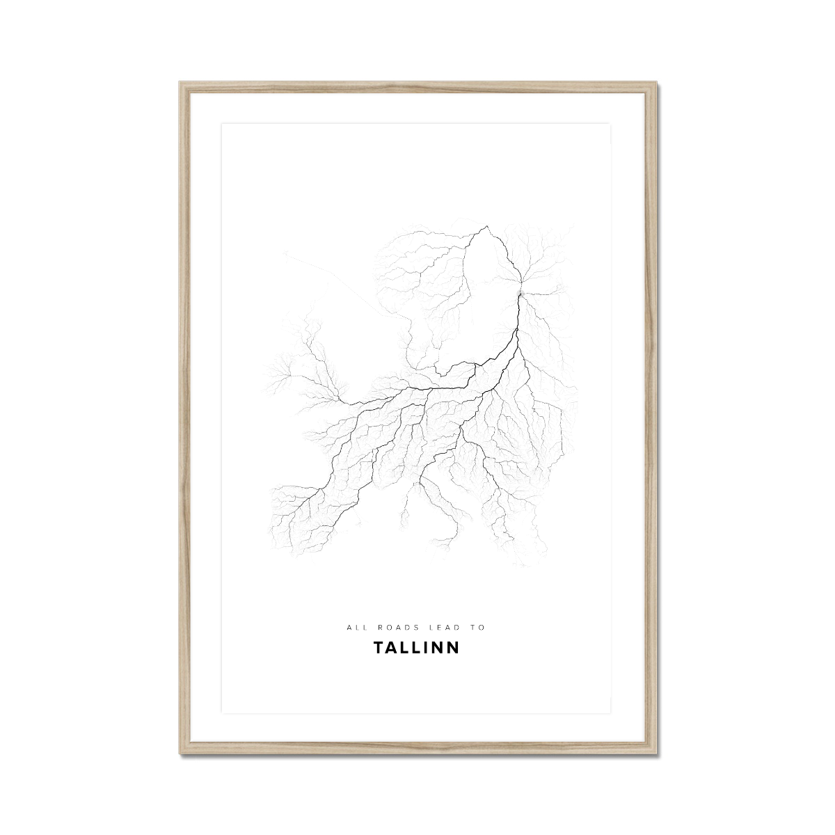 All roads lead to Tallinn (Estonia) Fine Art Map Print