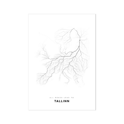 All roads lead to Tallinn (Estonia) Fine Art Map Print