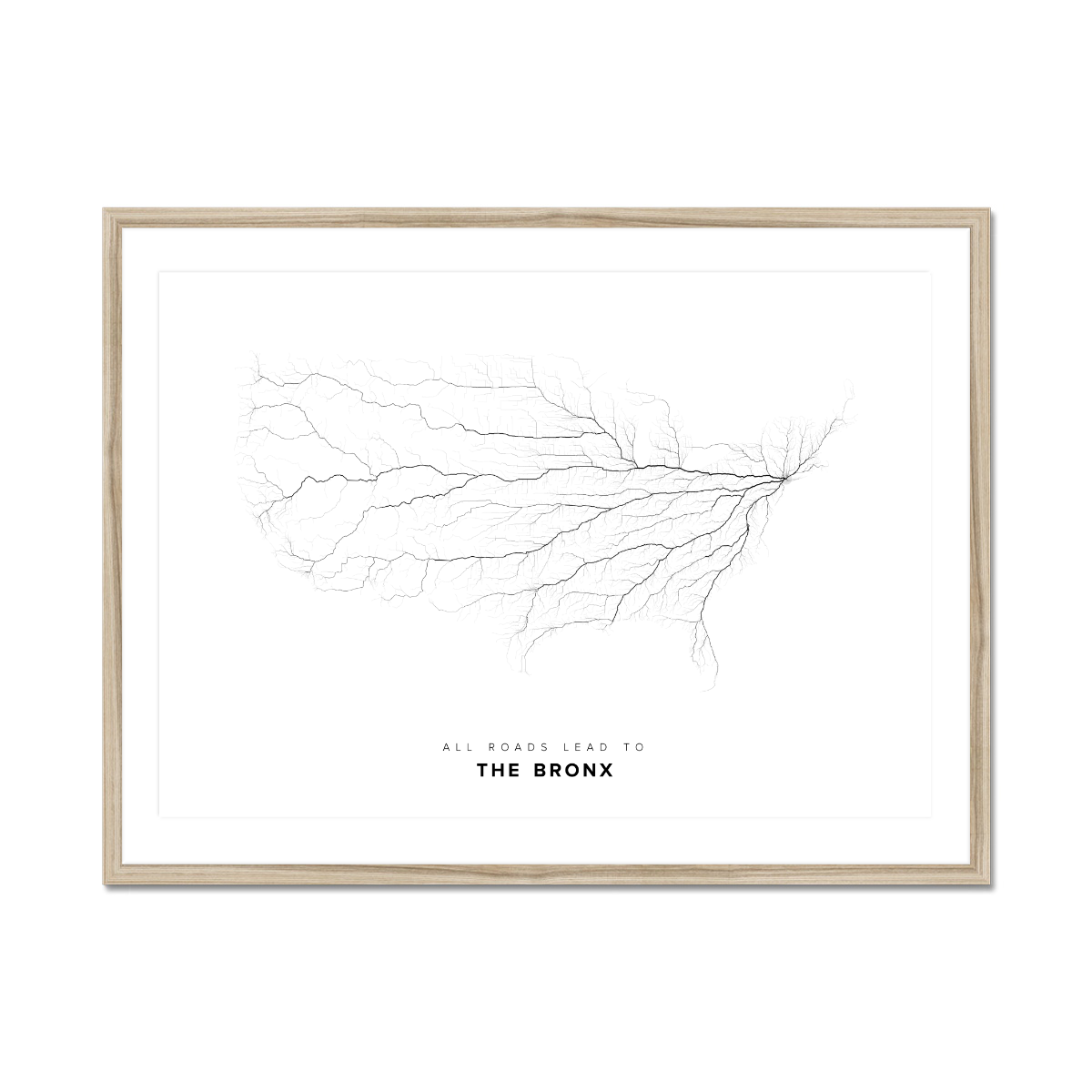 All roads lead to The Bronx (United States of America) Fine Art Map Print