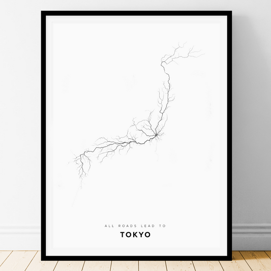All roads lead to Tokyo (Japan) Fine Art Map Print