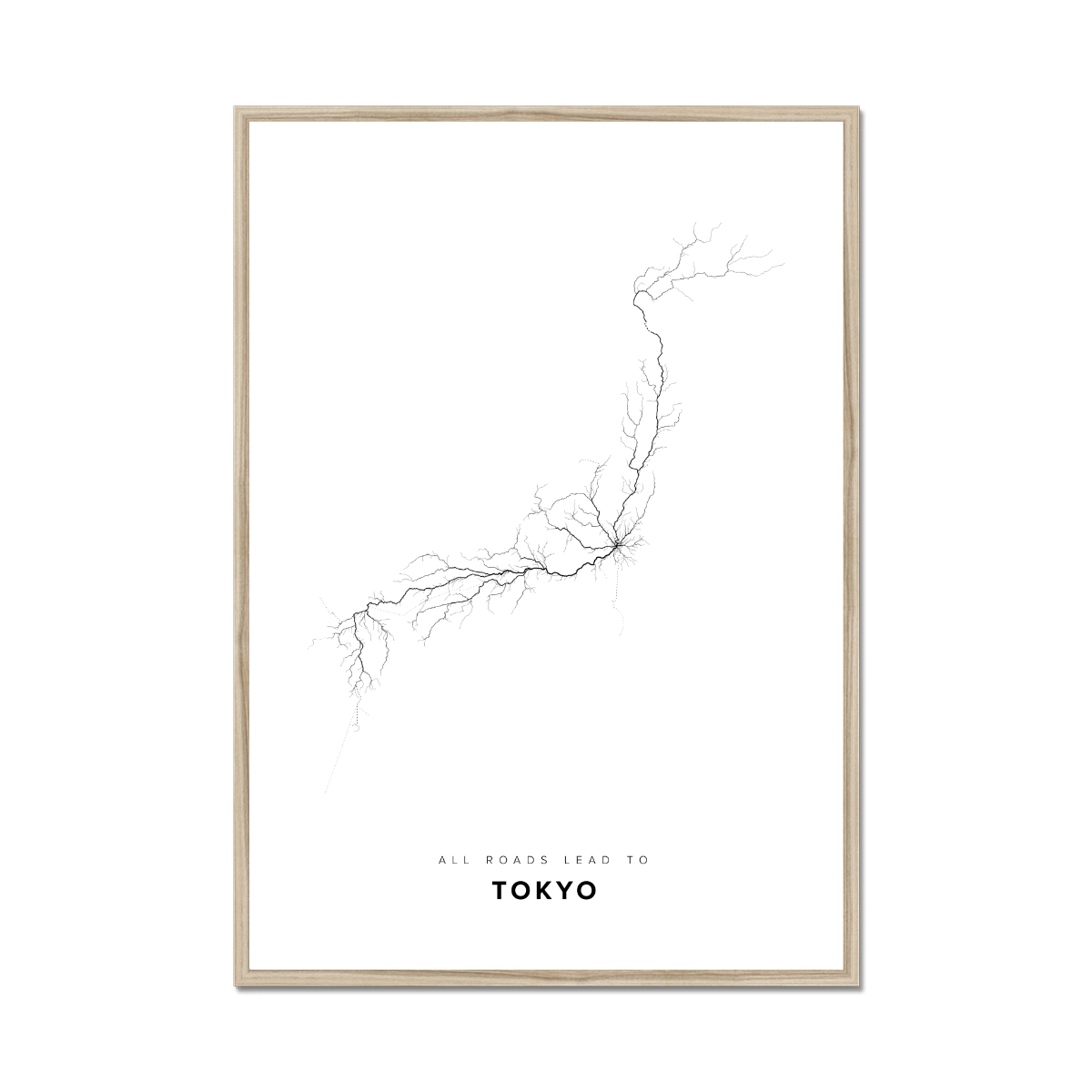 All roads lead to Tokyo (Japan) Fine Art Map Print
