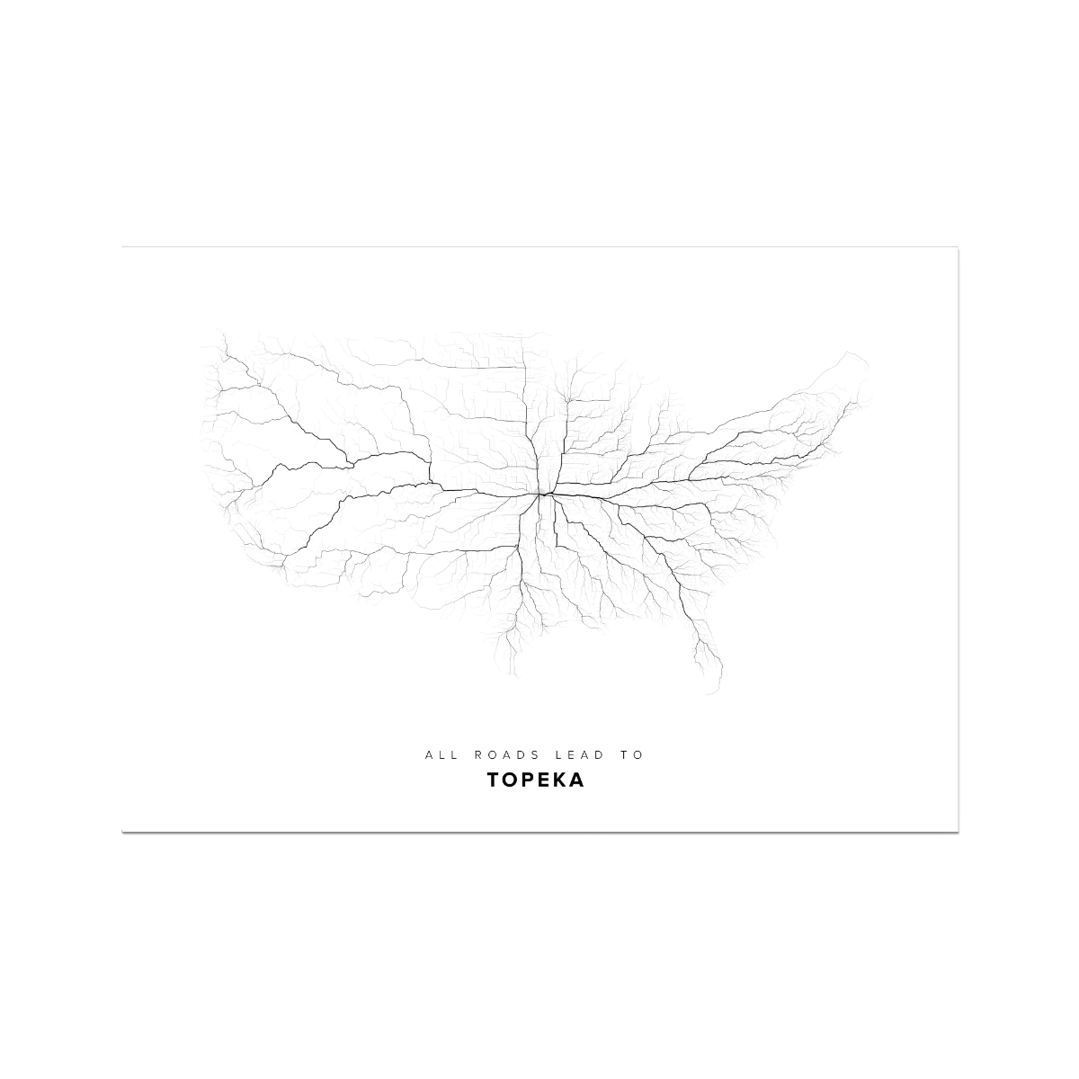 All roads lead to Topeka (United States of America) Fine Art Map Print